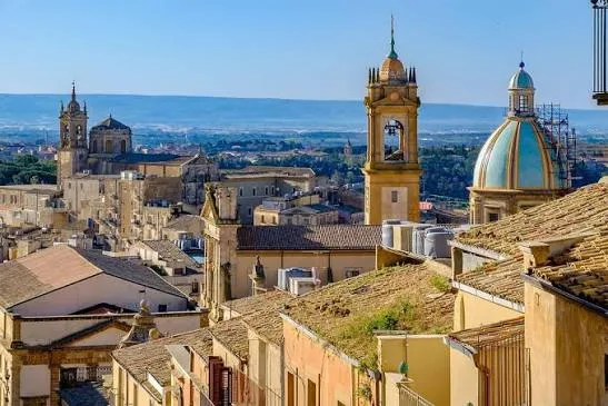 Picturesque narrow streets and classic ceramic-decorated architectural details in the old town of Caltagirone.