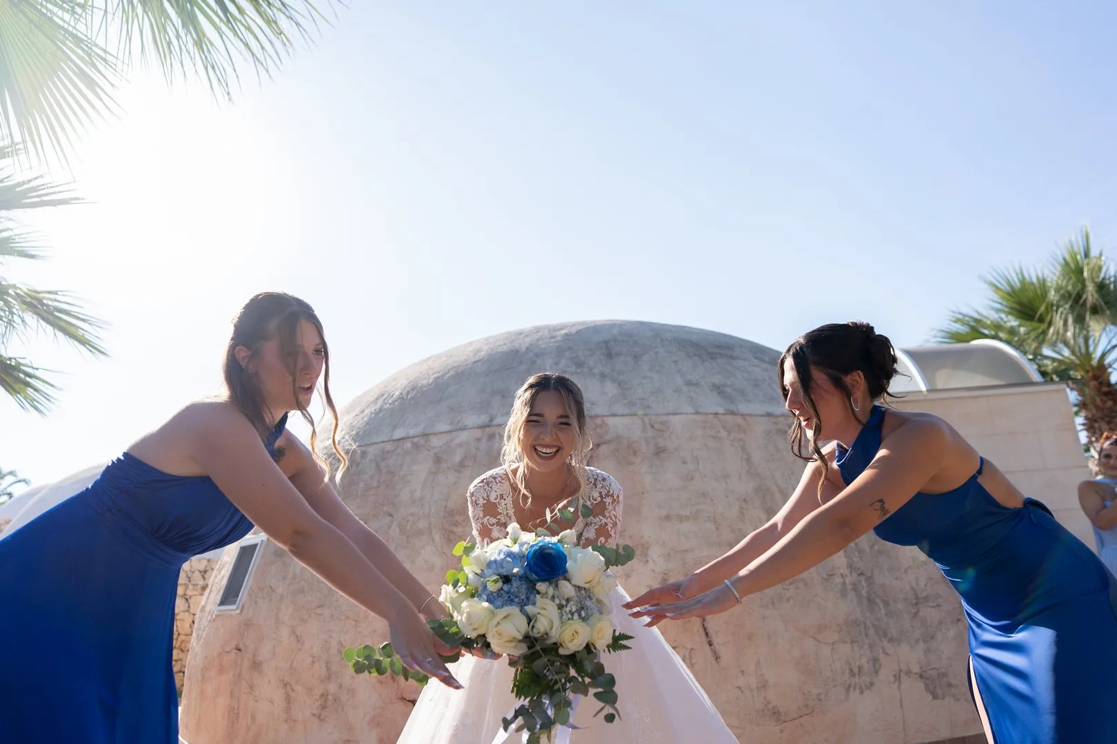 Bride with her bridesmaids