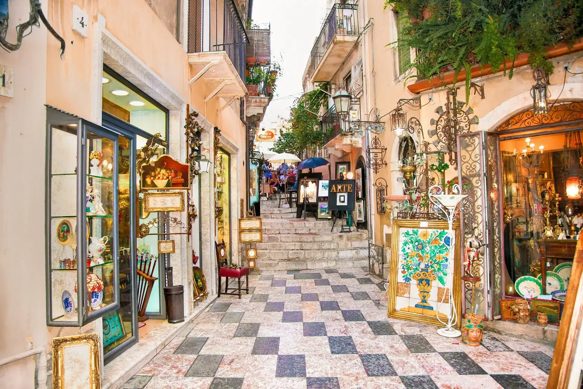 Charming stone alleyways and historic architecture in Taormina old town, Sicily